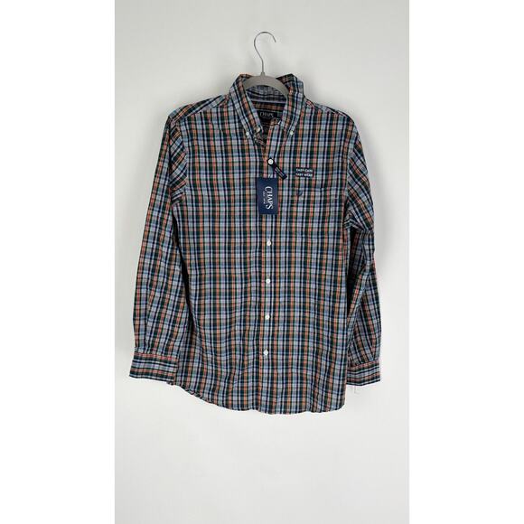 Chaps Mens Button Down Plaid Shirt Long Sleeve Easy Care Size S Multicolor NWT - Picture 1 of 7